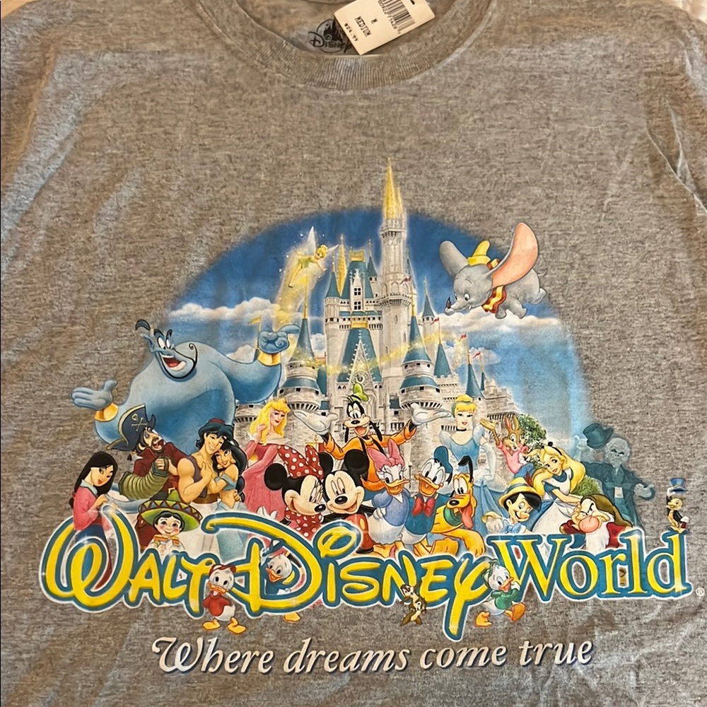 Disney Gray Short Sleeve Tee with Castle Design